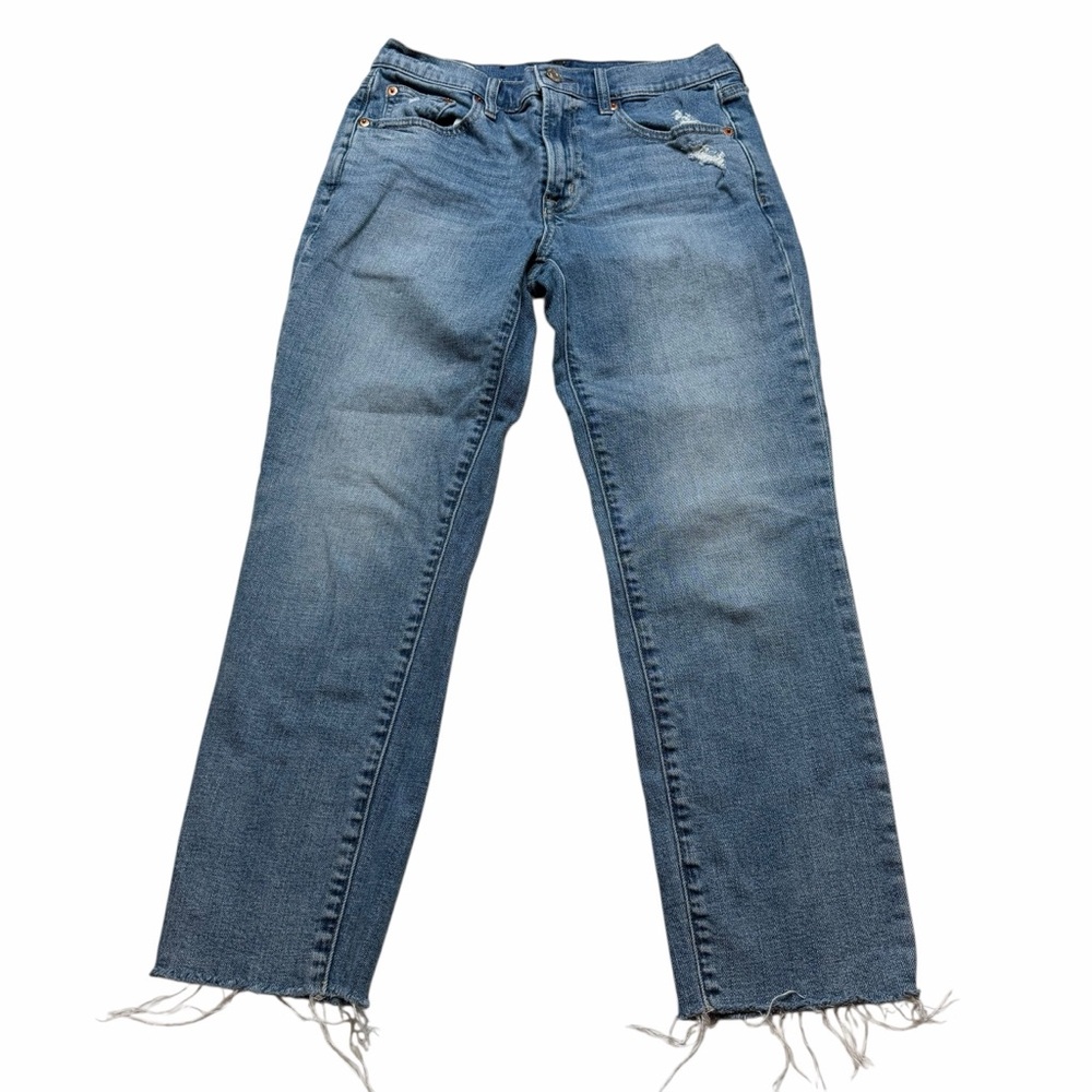 GAP Women's Girlfriend Mid-Rise Straight Leg Jeans in Medium Blue Women's 26/2R